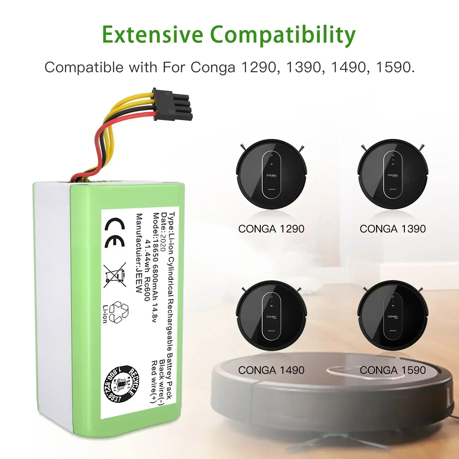 100% новинка 14 4 В 6800 мАч литий-ионный аккумулятор для Cecotec Conga 1290 1390 1490 1590 Staubsauger Genio
