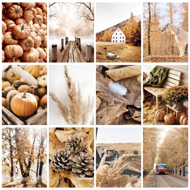 

PhotoCustom Painting By Numbers For Adults With Frame Kits Pumpkin Pile Wall Art Picture Numbers Painting For Home Decoration