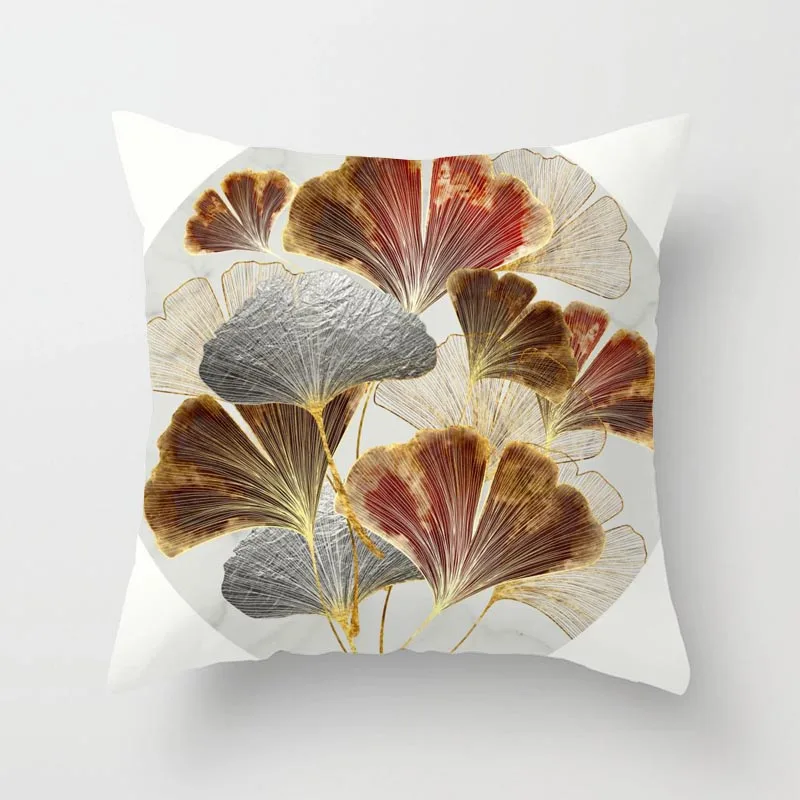 

Ginkgo Leaf Art Geometry Cushion Cover Small Throw Pillow CasePillowcase Sofa Cover Square 45cmx45cm