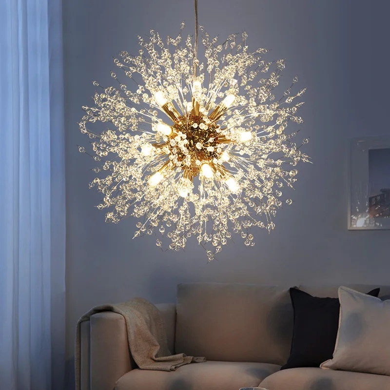 

2022 Modern Luxury Crystal Dandelion Chandelier Living Room Dining Room Bedroom Lighting Pendant Lamp for Home Decor Creative