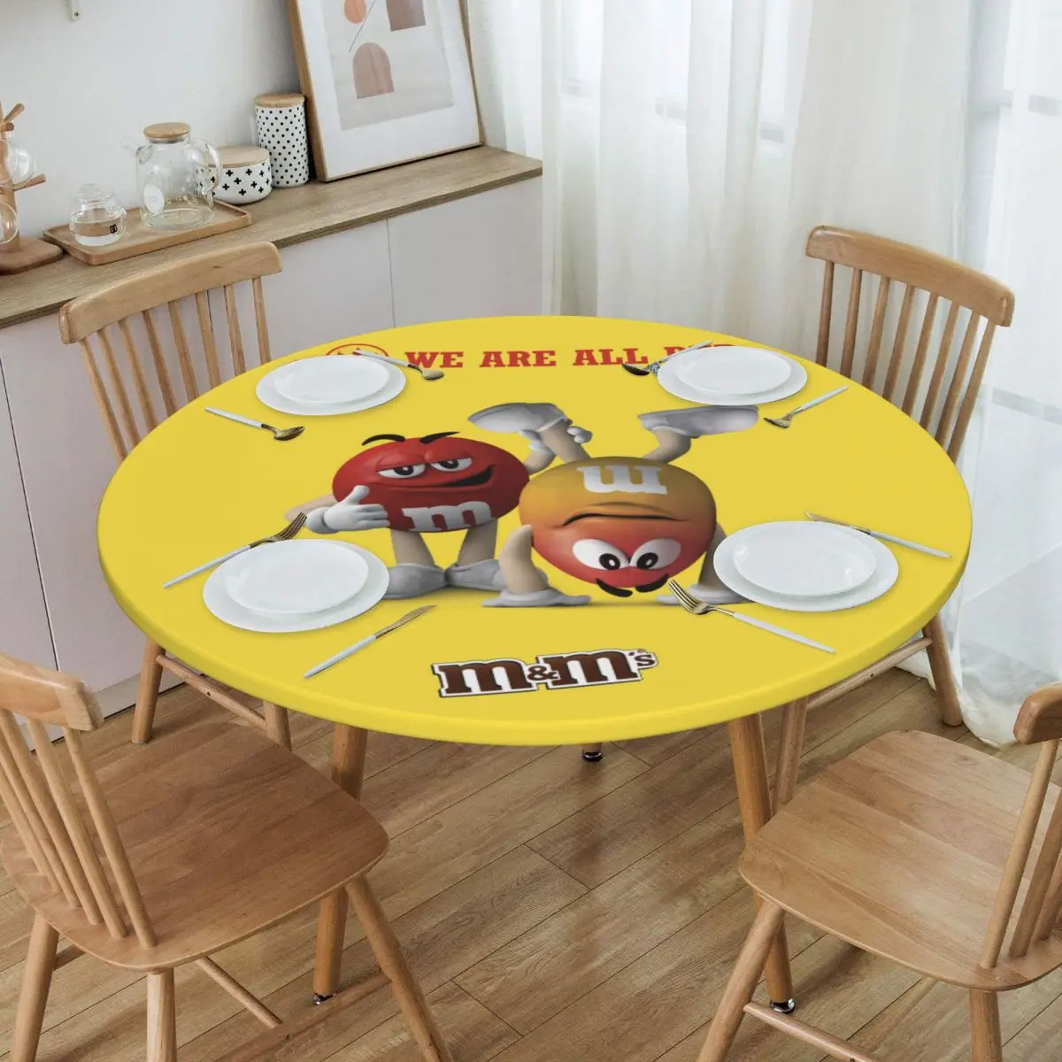 

Круглая скатерть, эластичная ткань для круглого стола 40-44 дюймов, мультяшный рисунок