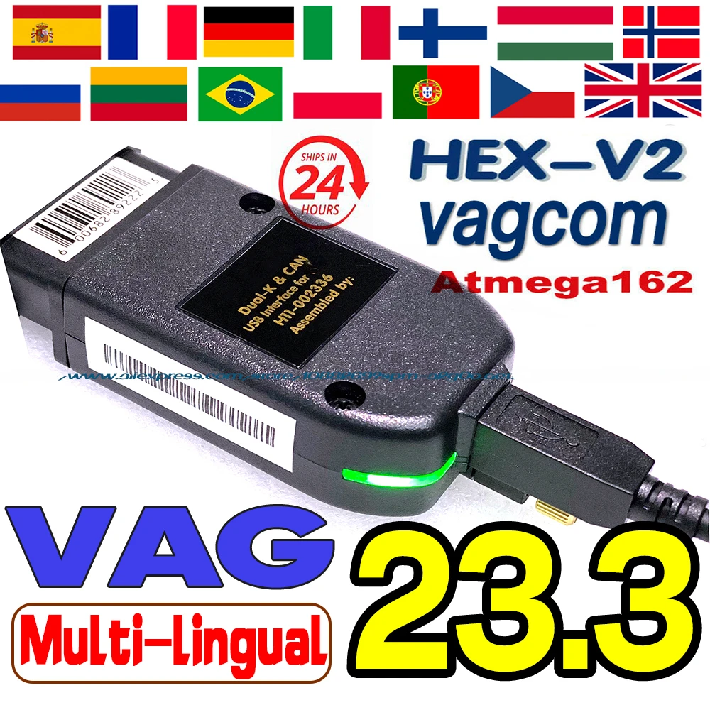 

Newest 2023 V23.3 VAGCOM Scanner USB Interface Unlimited Diagnostic Cable HEX V2 VAG COM TOOLS FOR VW AUDI Skoda Seat