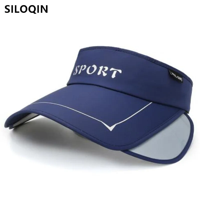 

SILOQIN Men Women Sun Protection Sun Hats New Summer Empty Top Hat Retractable Brim Fishing Hat Beach Hats Big Visor Travel Cap