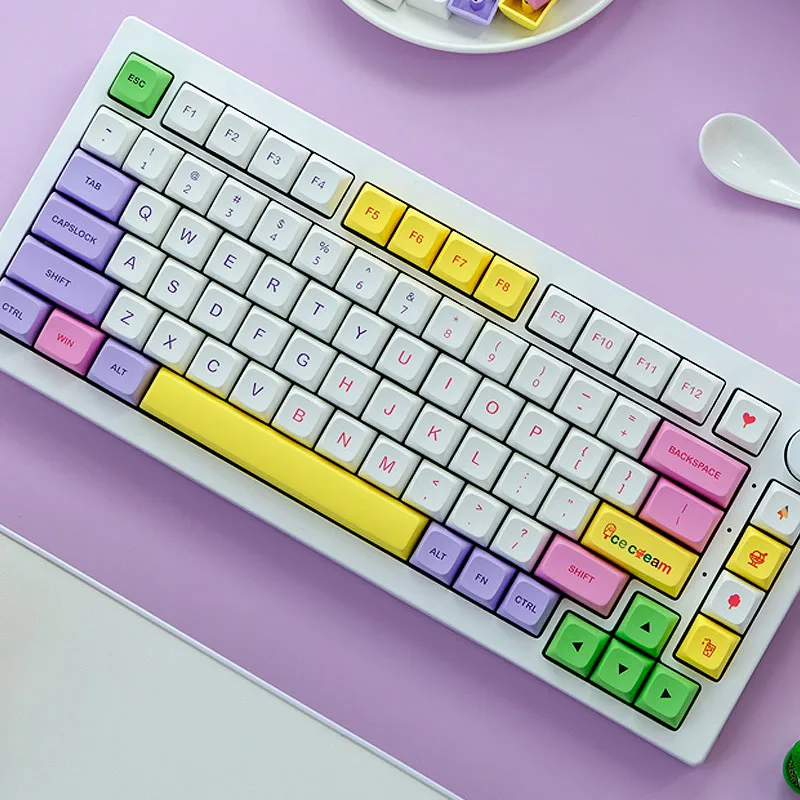 

Double Shot XDA Profile PBT Keycaps Purple Pink 135 Keys Ice Cream Custom Keycaps For SK61/Duck/GK61 Mechanical Gamer Keyboard