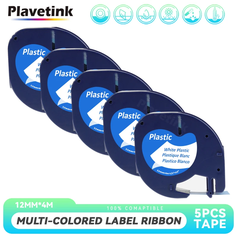 

Пластиковая лента PLAVETINK для Dymo Letratag, совместимая с 12 мм * 4 м, черно-белая, LT 91331 91201 12267 18769 для детской модели