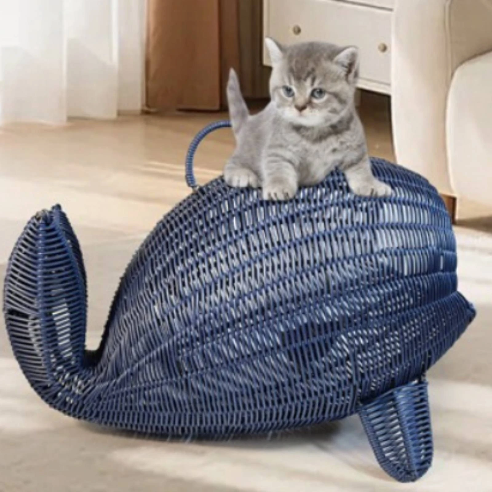 Фото Лежанка для кошек Whale Cat Bed Private Rattan: дышащая, уютная, для дома, для гостиной №4