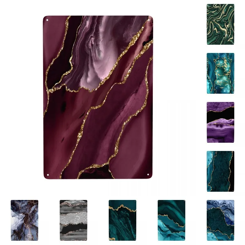 Металлический знак из агата в стиле ретро бордового темно-бордового цвета, Оловянная табличка с мраморной текстурой на заказ, украшение для бара, кафе, ресторана, дома, 30x20 см