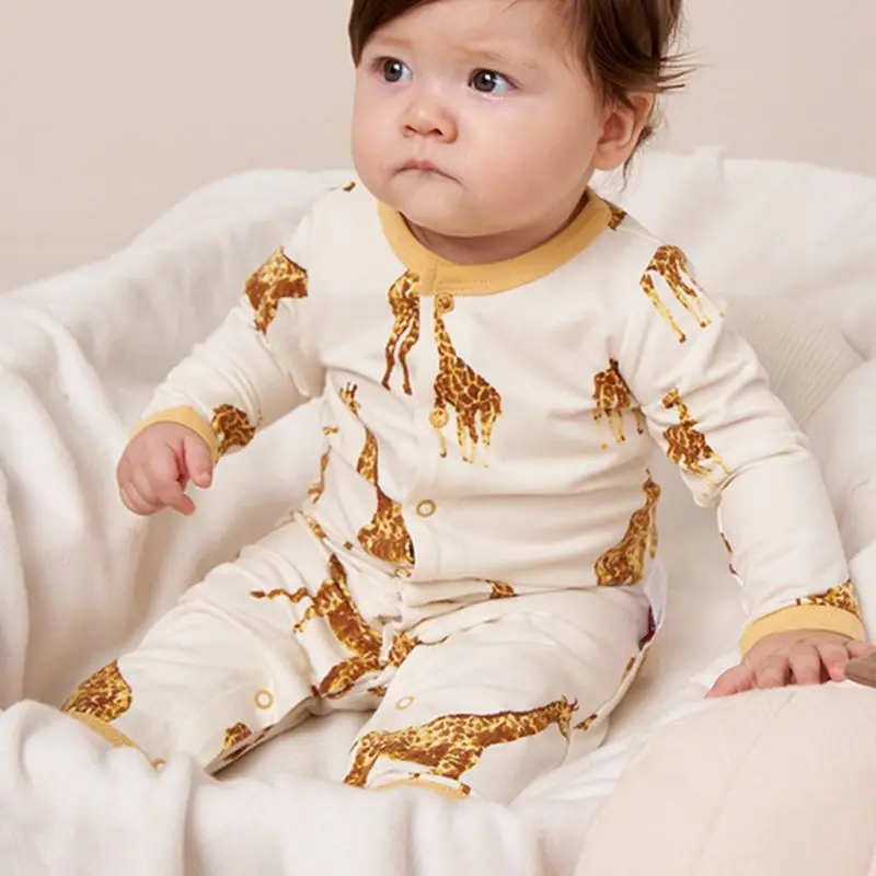 Детский комбинезон с длинным рукавом принтом животных