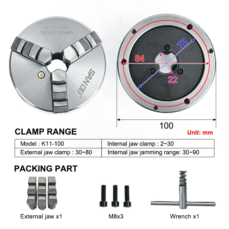 

Зажимной патрон SANOU 100 мм
