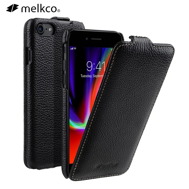 

Melkco Genuine Leather Flip Phone Case For iPhone SE 2022 2020 SE3 SE2 7 8 Plus Business Luxury Cowhide Cases Bag Cover