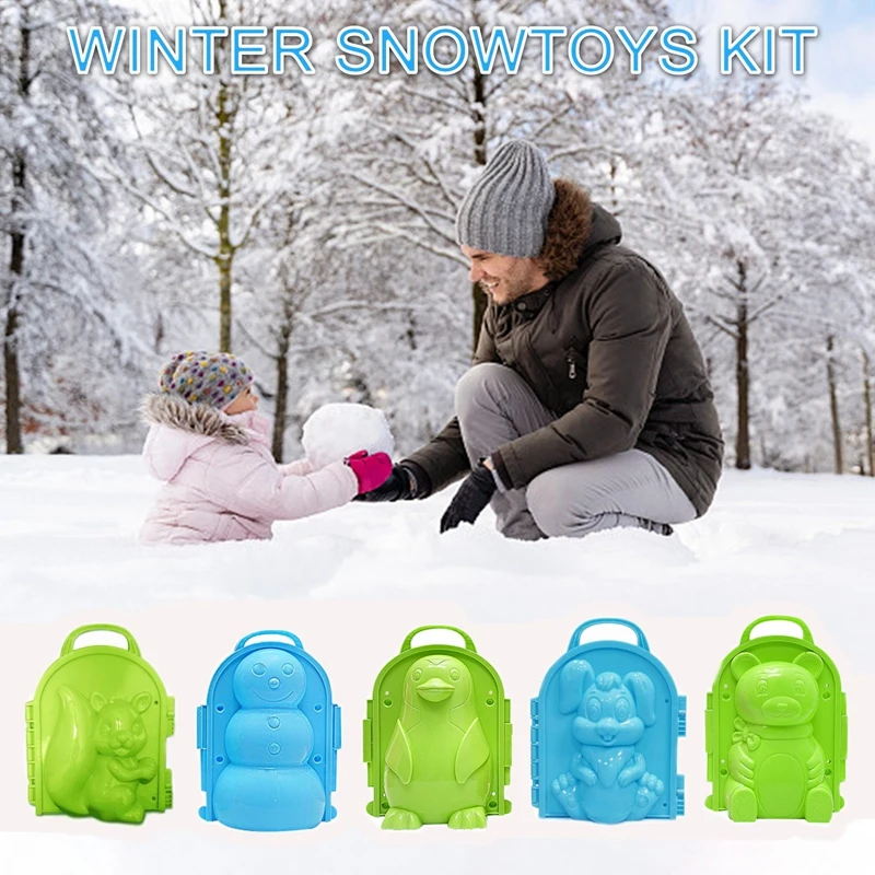 Winter Snow Mold for Kids Lovely 3D Shape Durable ABS Cats Bear Penguin Santa Claus Shaped Sand Mold Gift Snowball Maker Clip images - 6