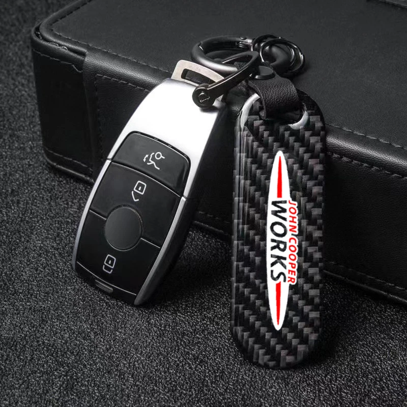

New Fashion High-Grade Fiber Car Keychain Rotating Horseshoe Rings For Mini Cooper Clubman Countryman R50 R56 R57 R58 R60 WORKS