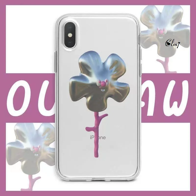 

Clmj Cool Metallic Flower Phone Case For iPhone 11 12 Mini 13 Pro 14 Plus XR XS Max X For Samsung Galaxy S23 S22 Silicone Cover
