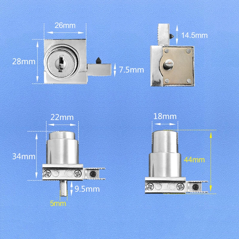 

Improvement Door Lock Accessories Hardware Mechanism Home Replacement Cabinet Glass Showcase Keys Sliding Silver