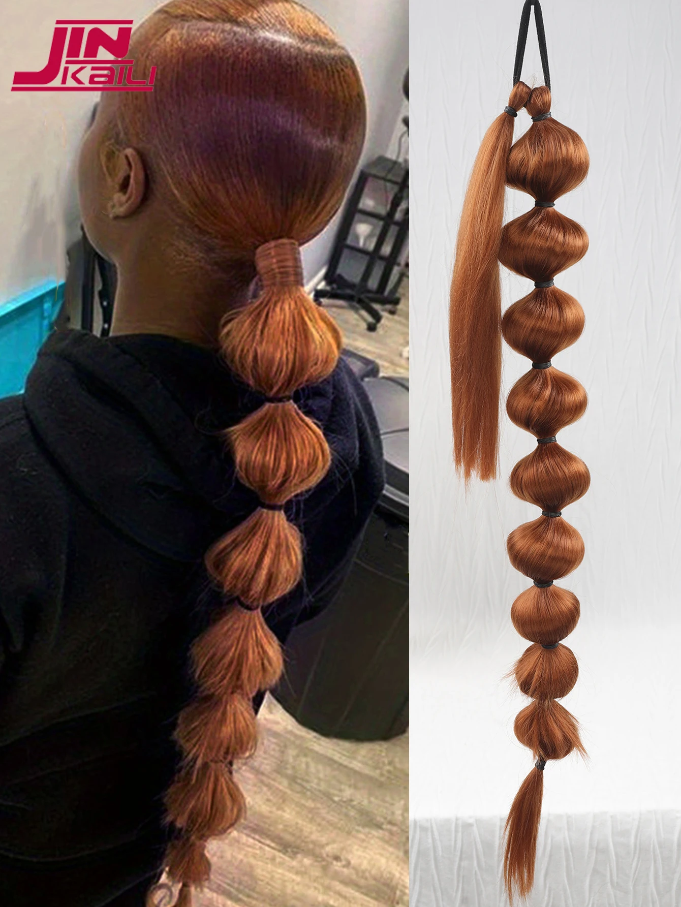 JINKAILI Synthetic Ponytail Hair Extensions Afro Bubble Long