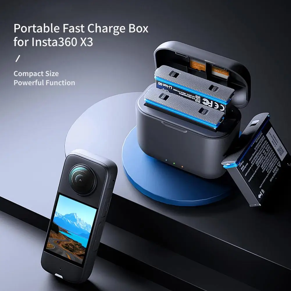 

Battery Charger Storage Case Fast Charging Hub Rechargeable Batteries Box Compatible For Insta360 X3 Camera Battery