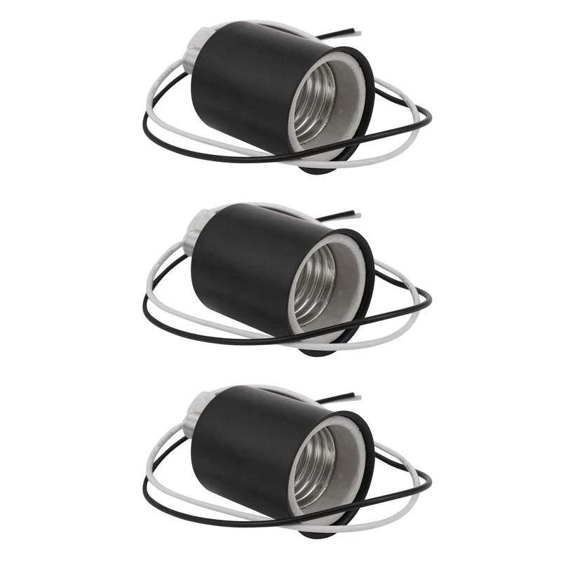 

3X E27 керамическая винтовая основа круглая СВЕТОДИОДНАЯ Лампа патрон-адаптер металлический держатель для лампы с проводом черный