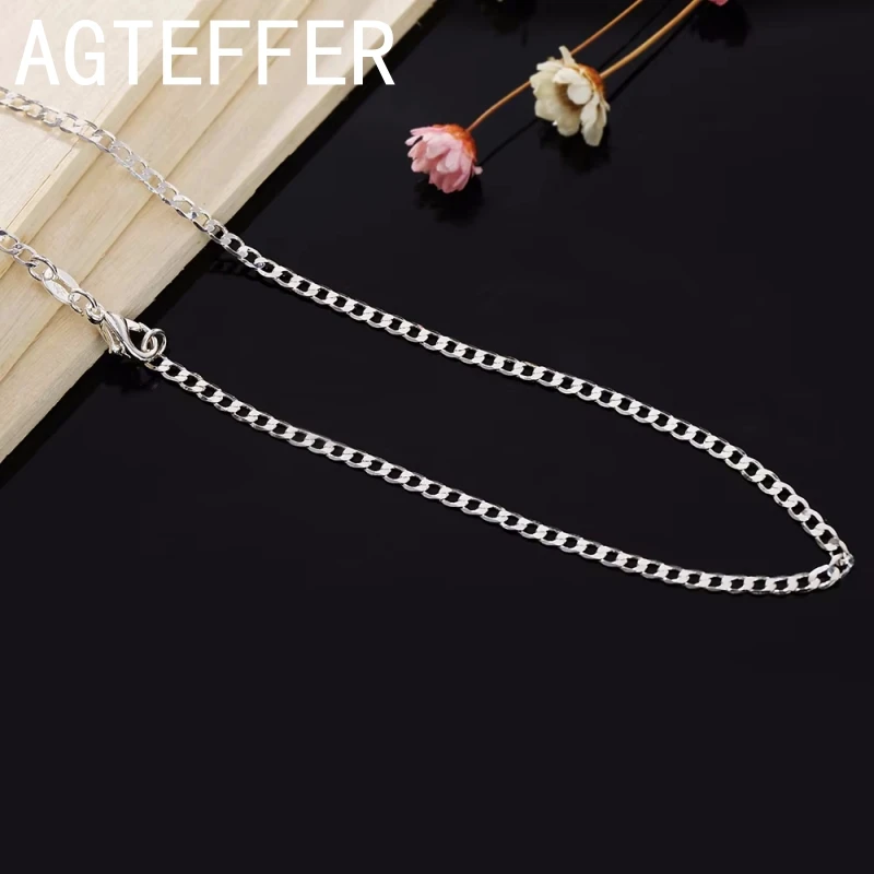 Боковое ожерелье из стерлингового серебра 925 пробы 16/18/20/22/24/26/28/30 дюймов