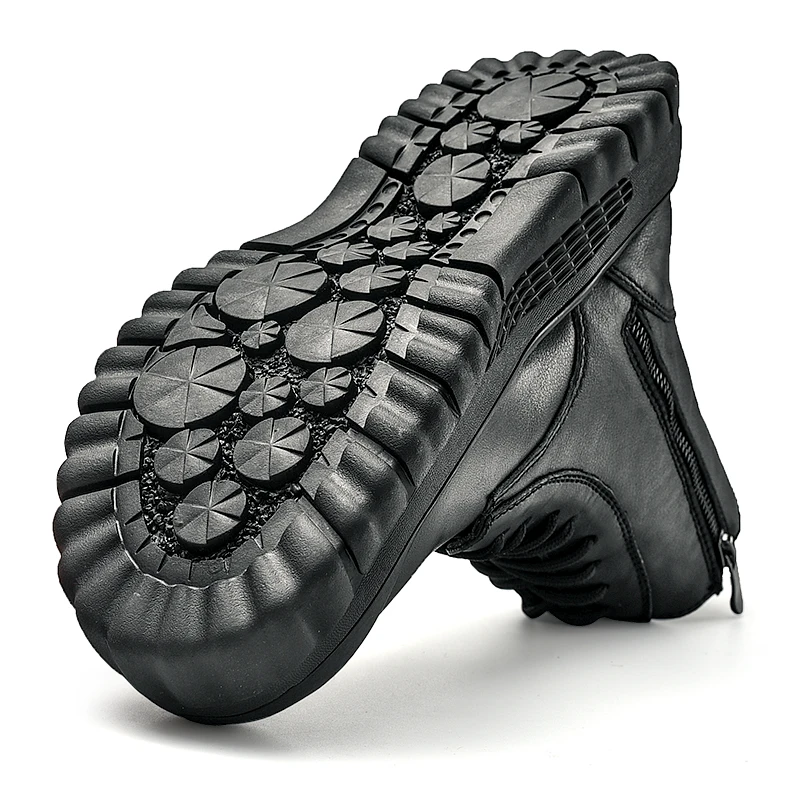 HIKEUP Men's Hiking Shoes Leather Wear-resistant Outdoor Boots Padded Martin boots Men Walking Sneakers Men Sport Trekking