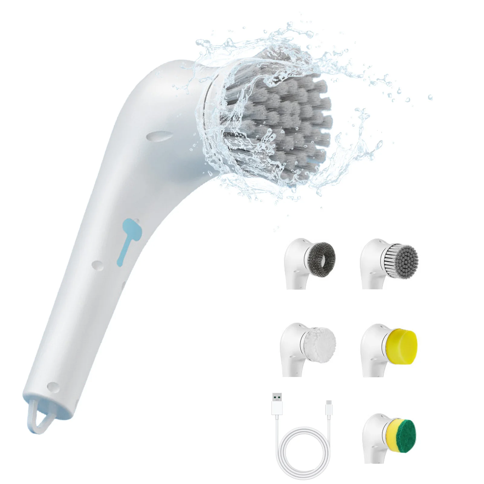 

Домашняя электрическая щетка для чистки, перезаряжаемый Электрический вращающийся скруббер с 5 съемными головками, уборка кухни, ванной Brush