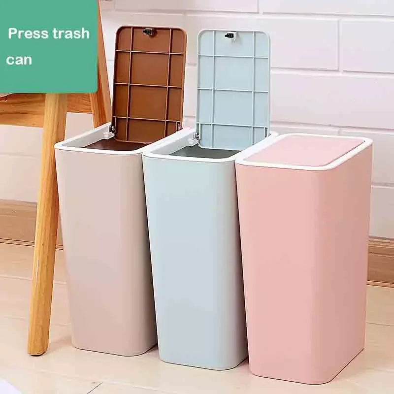 

NEW2023 Nordic Push Trash Can Creative New Rectangular Trash Can Living Room Room With Lid Trash Can Kitchen Bathroom Toilet Tra