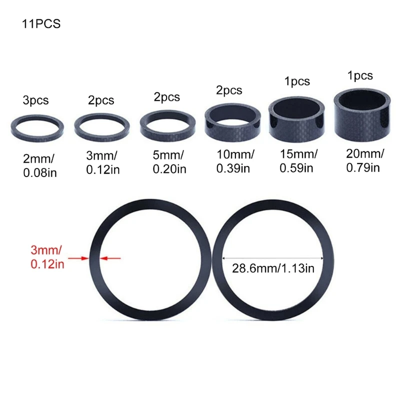 11 упаковок высокопрочных шайб из углеродного волокна долговечных прокладок для