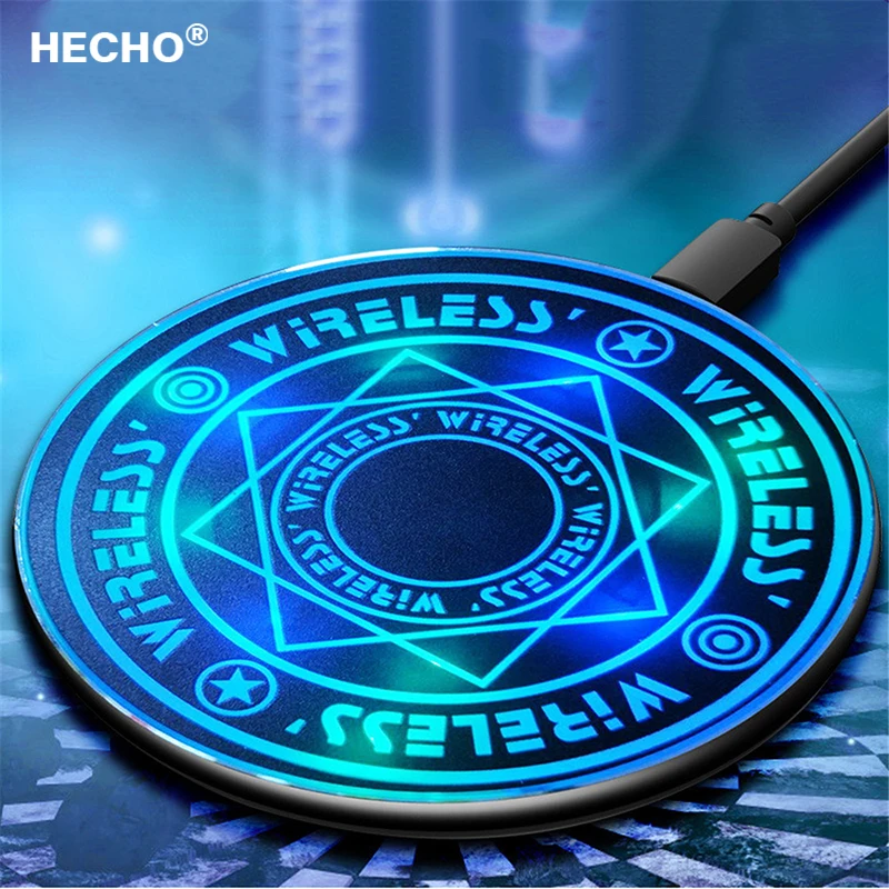 

Universal Qi Fast Charging Wireless Charger 10W Glowing Magic Array Wireless Charger For iPhone 11 13 12 XR XS Max For Xiaomi Mi