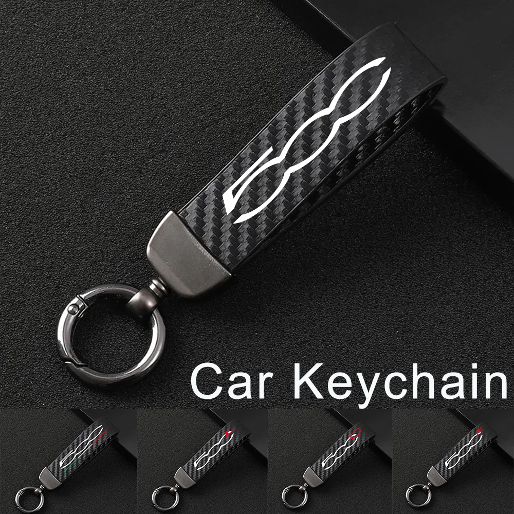 

Car Key Chain Anti-lost Buckle Holder Key Ring Carbon Fiber Texture For FIAT 500 500S 500L 500C 500X Albea Auto Accessories