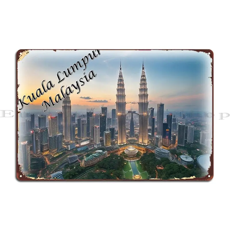 Металлический плакат в Куала-Лумпур, Малайзия, декор для гостиной, дизайнерский клубный оловянный плакат