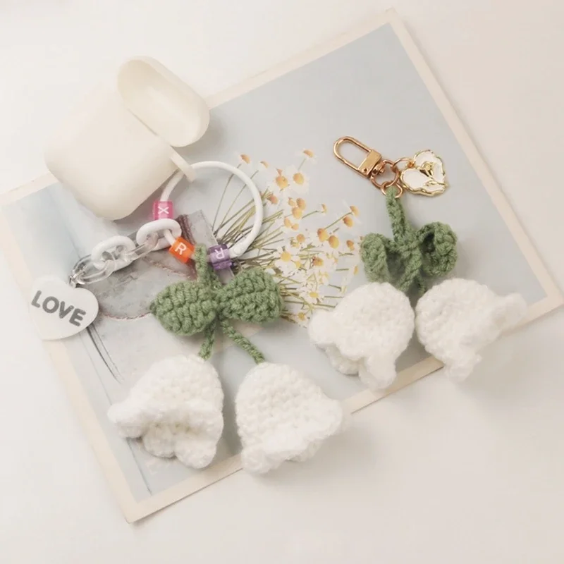 Вязаный крючком колокольчик-орхидея ручной работы брелок-подвеска для ключей от