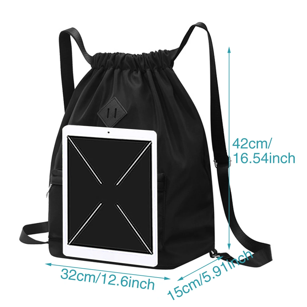 Women Men Gym Backpack Wear Resistant Swimming Large Capacity Outdoor Adjustable Strap Nylon Sports Bag With Drawstring Fitness