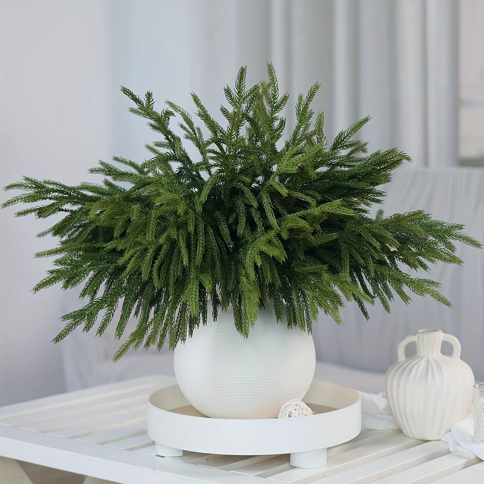 5 шт. настоящие сенсорные 18-дюймовые сосновые ветки Norfolk — стебли из искусственного кедра для поделок своими руками, гирлянд, венков и домашнего декора