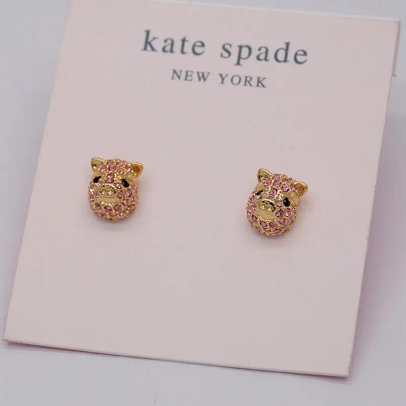 

New York Imagination Pave Pig Studs Earrings Rose Gold Plated CZ Cute