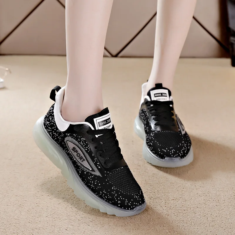 New Running Shoes Ladies Breathable Sneakers Summer Light Mesh Air Cushion Women's Sports Shoes Outdoor Lace Up Training Shoes