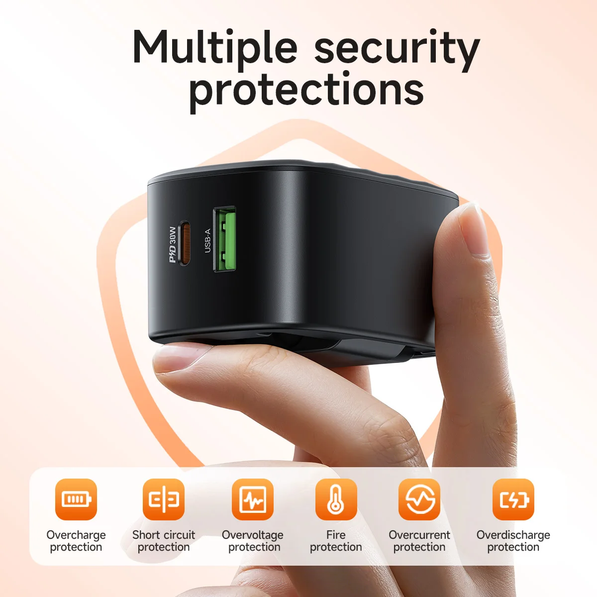 Зарядное устройство HOCO EU PD30W с откидным штекером для быстрой зарядки телефонов iPhone 17 16 Pro Max, USB-C, QC3.0, адаптер быстрой зарядки для Samsung (art.: 3920d7beec424) - 3920d7beec424