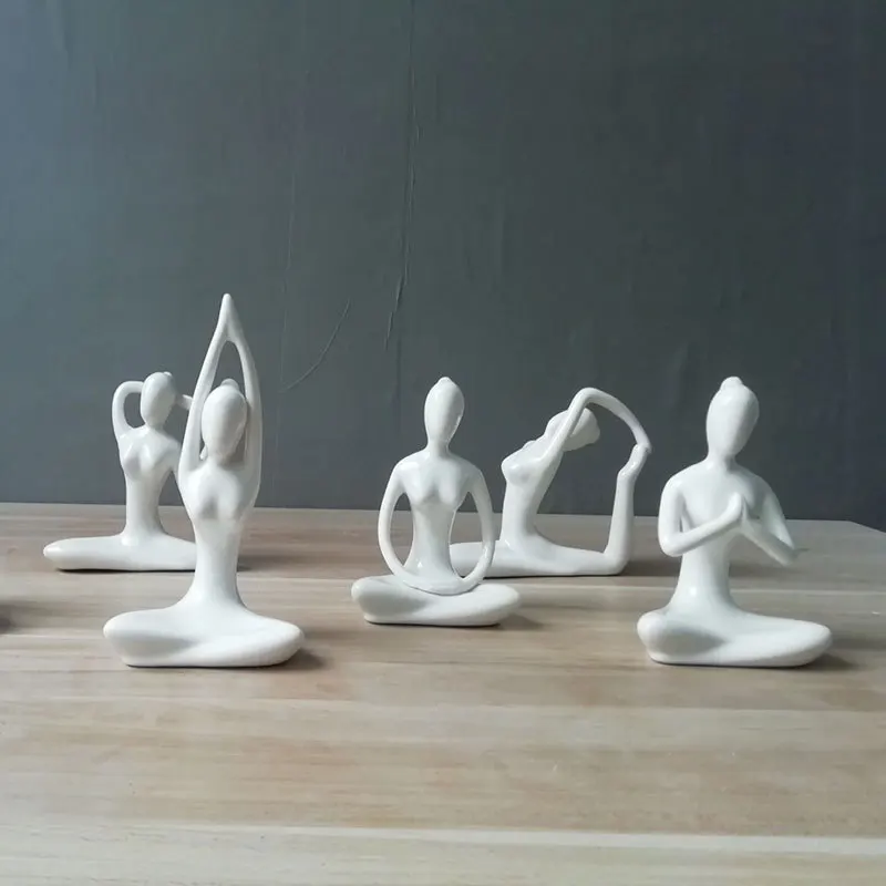 

Yoga Poses Figurine Ornament Modern Simple Abstract Art Ceramic Lady Figure Statue Creative Home Yoga Studio Decoration Freeship