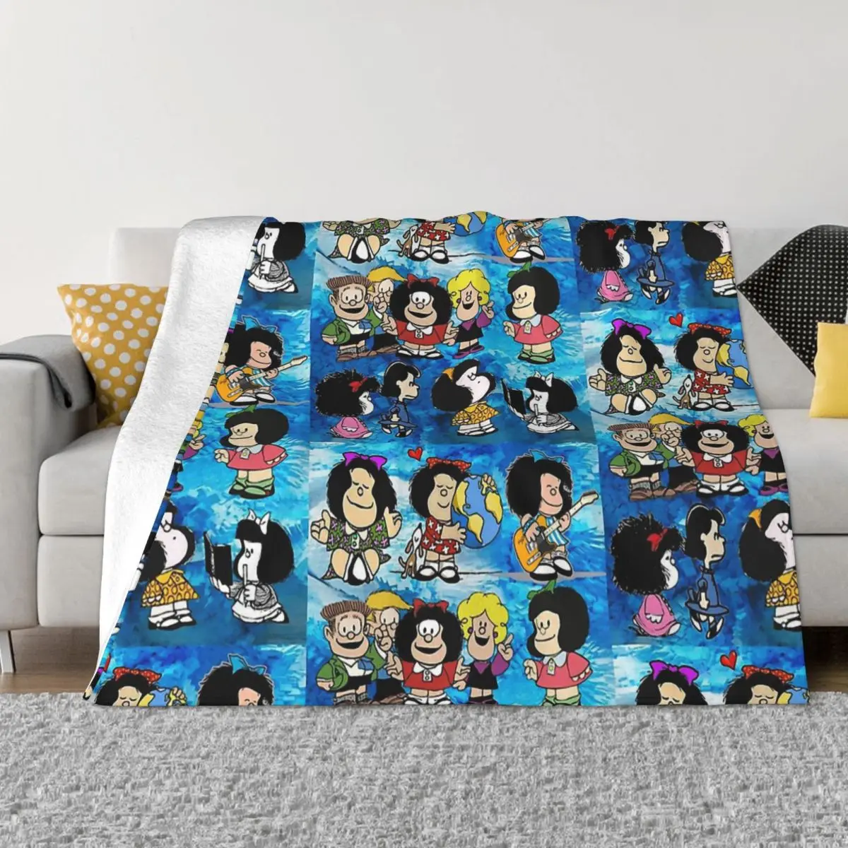 

Mafalda Веселые яркие интеллектуальные одеяла для девушек коралловый флис семейная спальня постельное белье диван покрывало