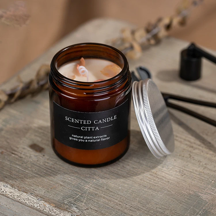 Домашняя стеклянная банка Свеча для ароматерапии воск растений в скандинавском