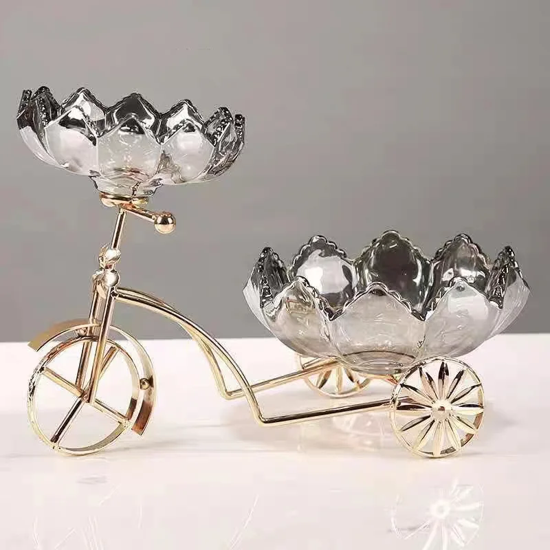 Европейская хрустальная стеклянная тарелка с фруктами велосипедный орнамент