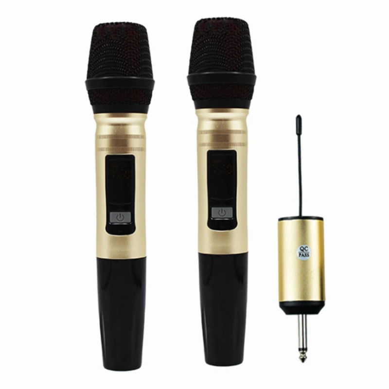 

UHF Wireless Microphone Speaker System With Receiver 3.5Mm 6.35Mm Adapter For Karaoke DJ Speech Amplifier Recording