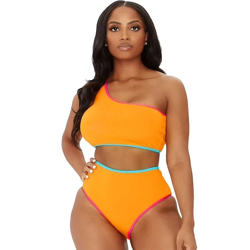 

Купальник Syle с Африканским принтом, бикини на одно плечо, женский купальный костюм с завышенной талией, Plavky