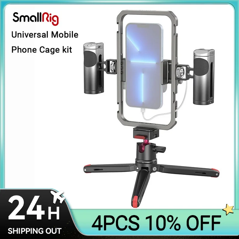 

SmallRig Universal SmartPhone Cage for iPhone 14/13 Pro/Pro Max With Foldable Handles Wireless Controls Rig for iPhone 14 /13/12