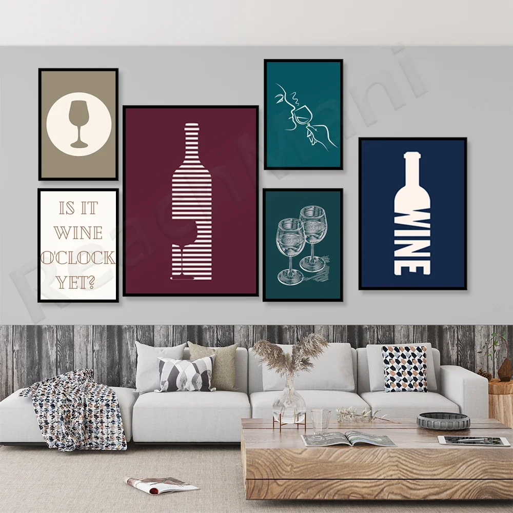 Выкройка вина искусство тонкой линии бокал для минималистское сканди постер