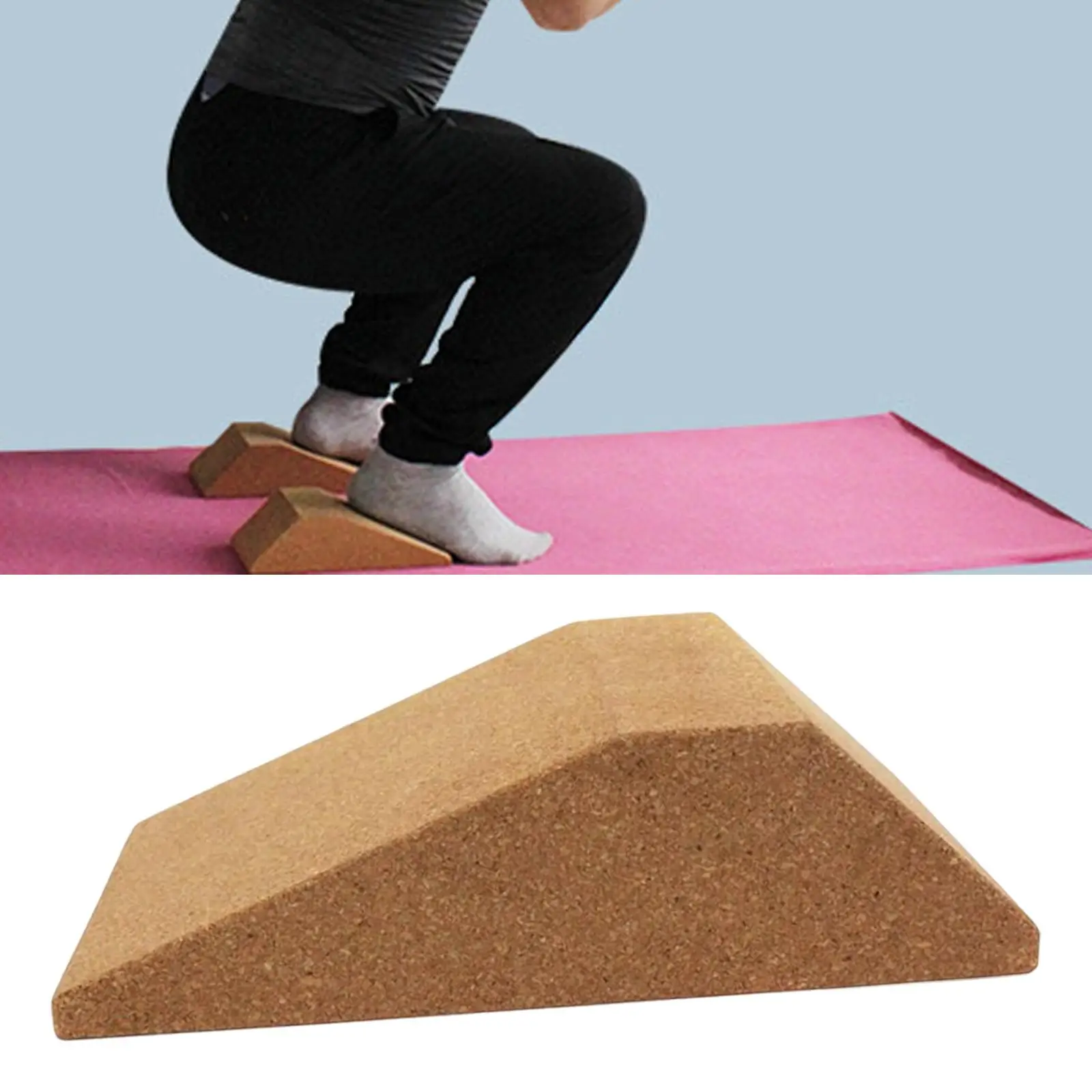 

Cork Squat Wedge Yoga Block Incline Board Lightweight Exercise Brick Non Slip for Yoga Weightlifting Home Stretching Fitness