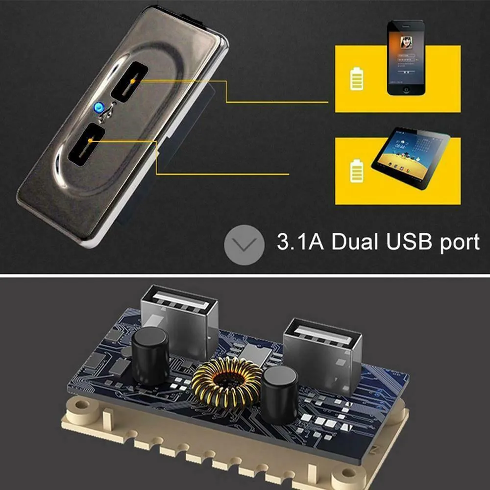 

DC5V/3.1A Dual USB Ports Charger Socket For 12V Car Boat Motorhome Caravan 2021 Car Lighter Without Battery RV Parts
