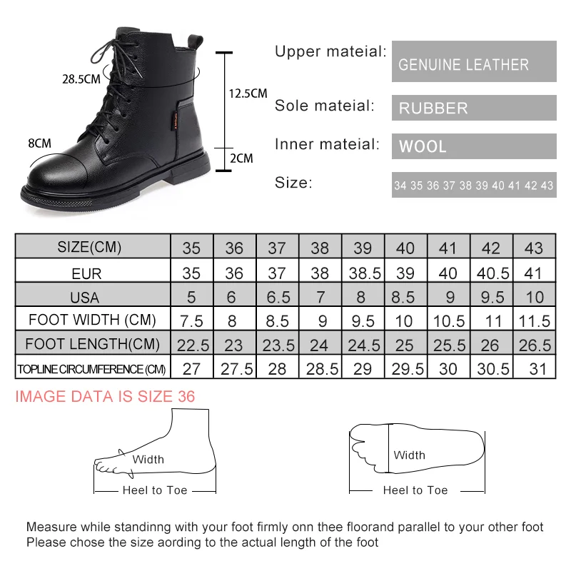AIYUQI Women Winter Boots Wool Warm 2023 New Large Size 41 42 43 Women's Ankle Boots Non Slip Genuine Leather Women's Snow Boots