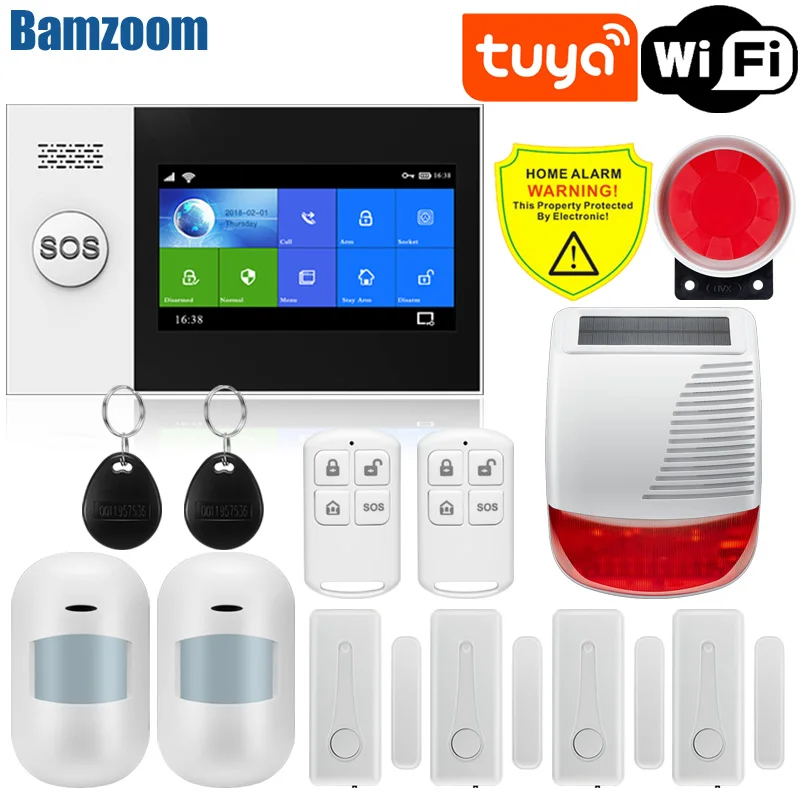 tuya WiFi GSM home Security Protection smart Alarm System Touch screen Burglar kit Mobile APP Remote Control RFID Arm and Disarm