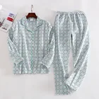 Пижама из 2 предметов, брюки с длинным рукавом, пижама, женская одежда для сна из 100% хлопка, осенне-зимняя Пижама, Женская домашняя одежда с мультяшным принтом