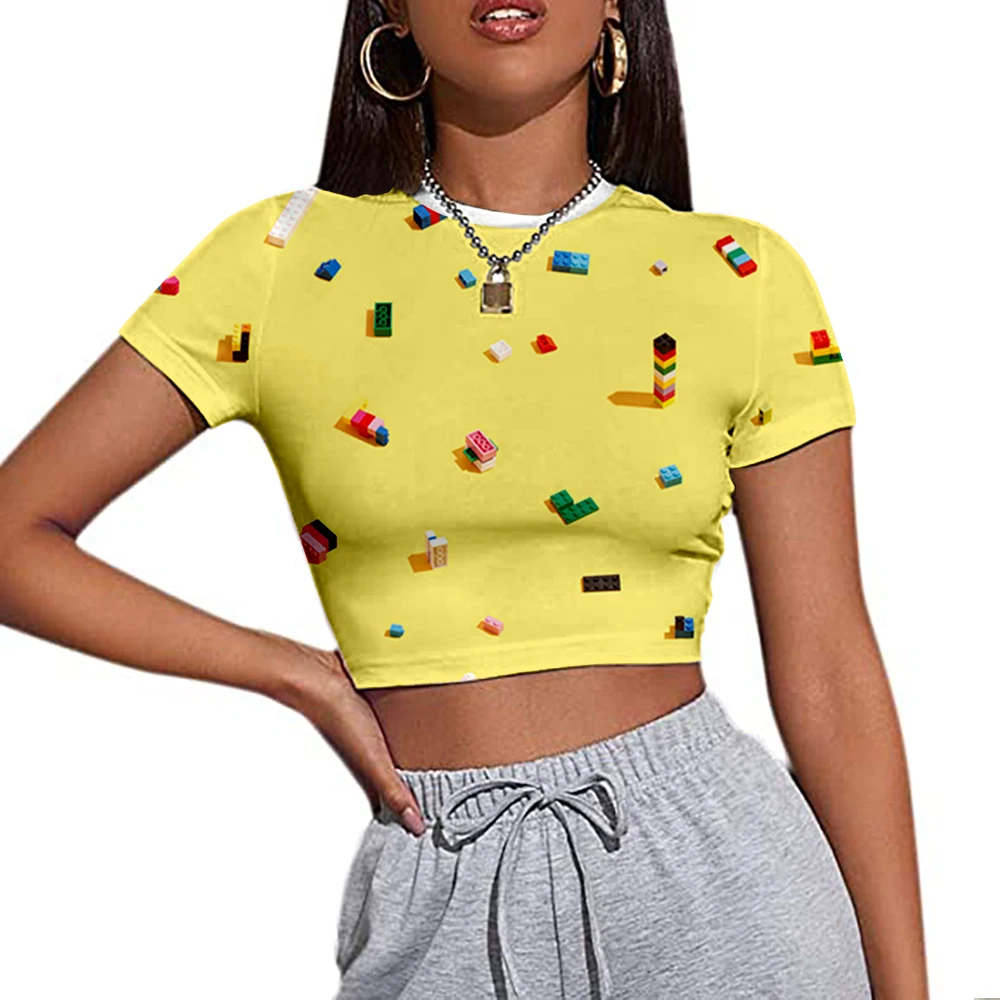 

Женская летняя облегающая футболка с коротким рукавом и круглым вырезом