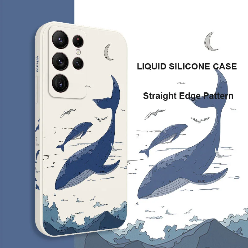 Fantasy Whale Phone Case For Samsung Galaxy S23 S22 S21 S20 Ultra Plus FE S10 S9 S10E Note 20 ultra 10 9 Plus Cover